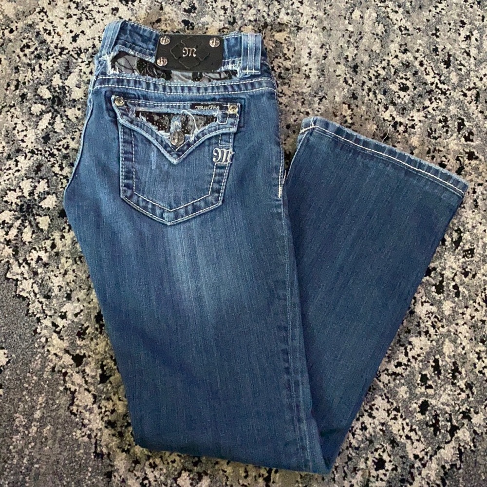 Miss Me Lace Embellished Bootcut Jeans sz 27